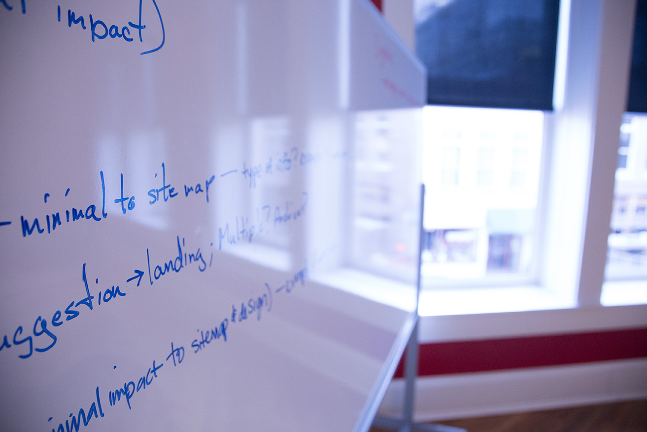 Whiteboard used for collaboration at Kompleks Creative.