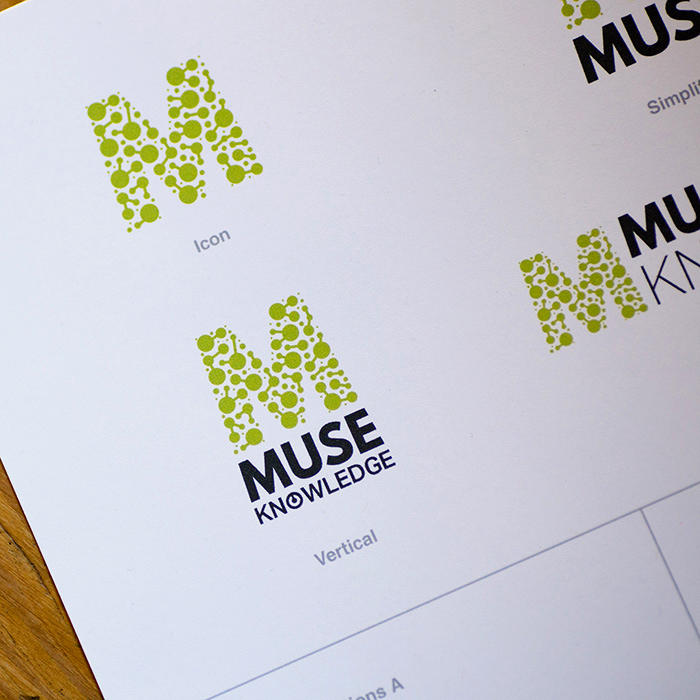 Muse Knowledge logo design product sheet by Kompleks Creative.