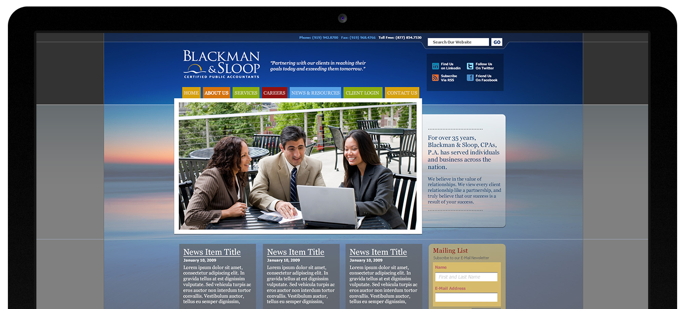 Blackman and Sloop web design by Kompleks Creative.