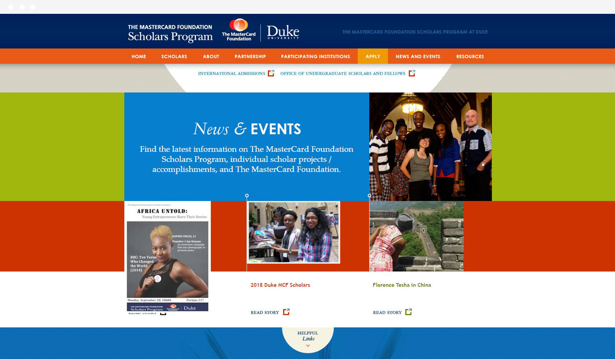 The Mastercard Foundation Scholars Program at Duke University web design by Kompleks Creative.