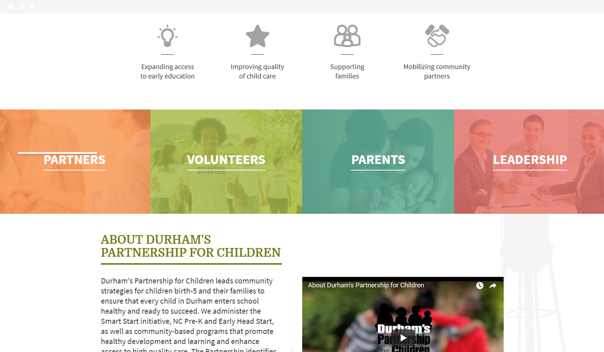 Durham's Partnership for Children web design by Kompleks Creative.