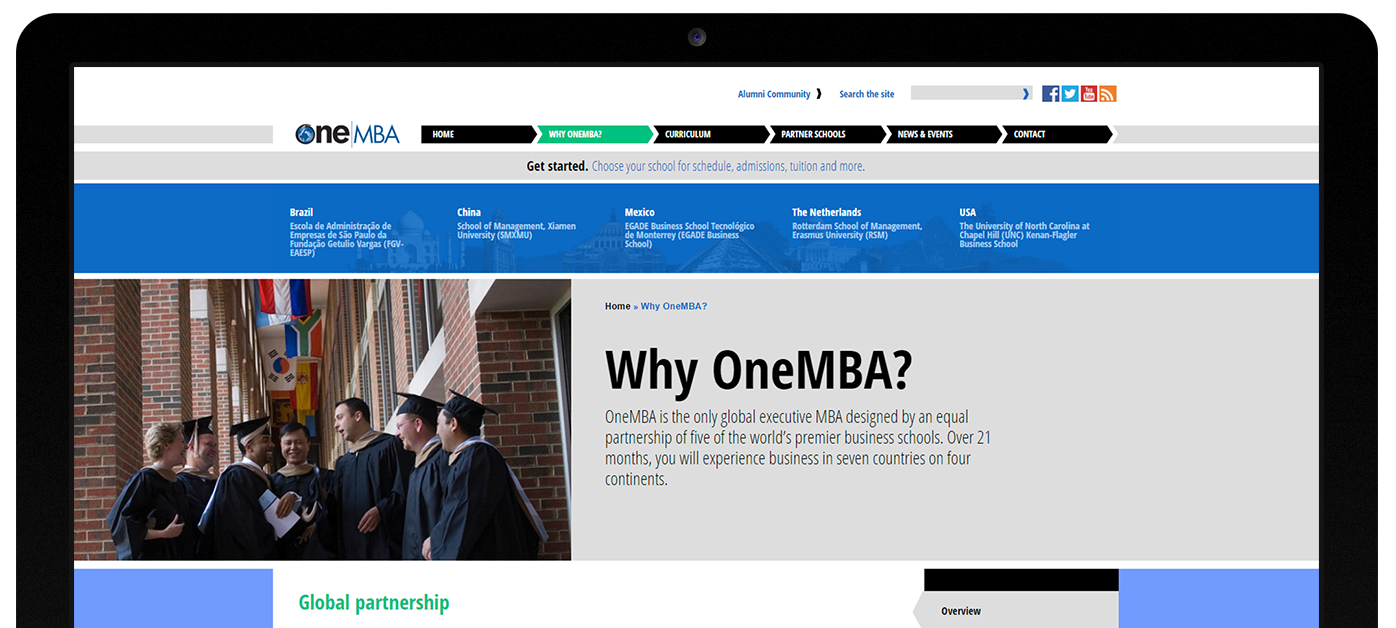 OneMBA web design by Kompleks Creative.