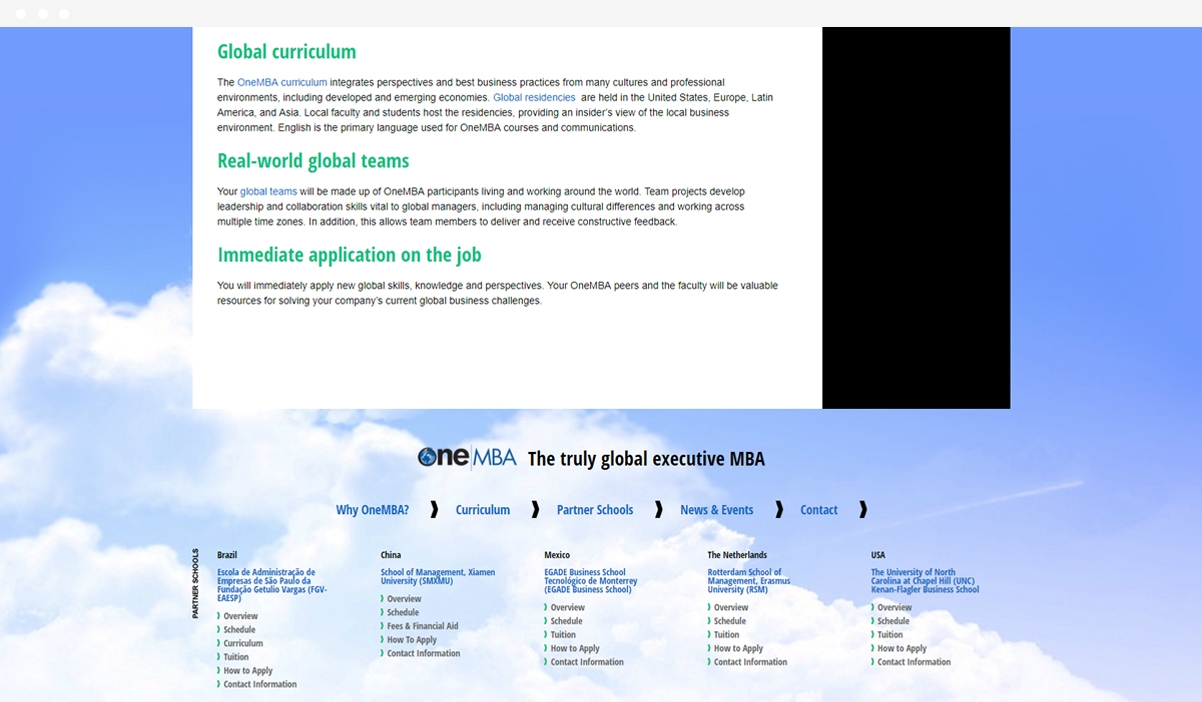 OneMBA web design by Kompleks Creative.