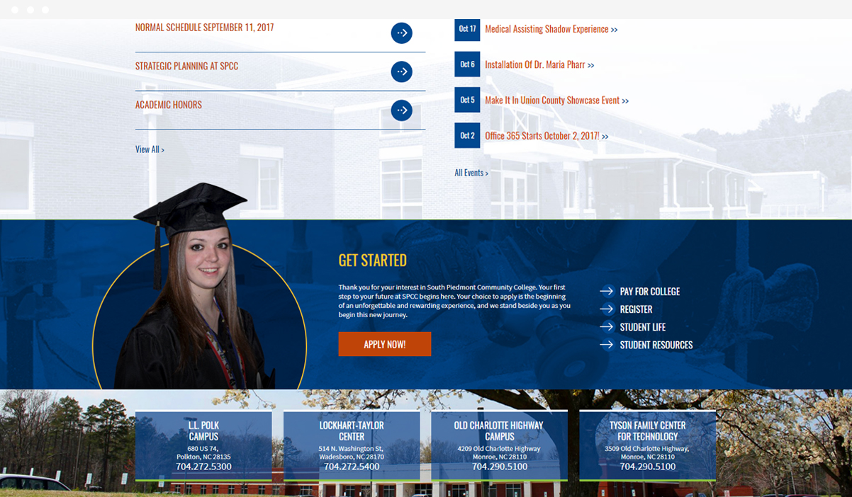 South Piedmont Community College web design by Kompleks Creative.